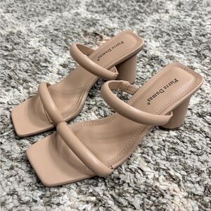 Pierre Dumas Blush Nude Double-Strap Block Heel Sandal